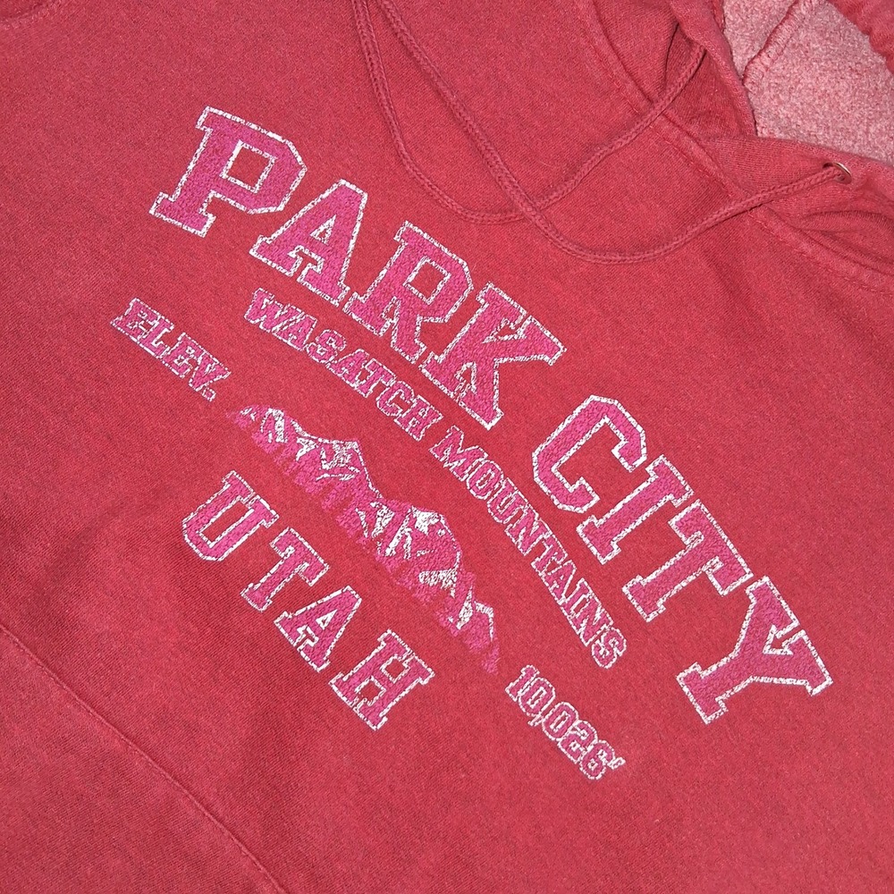 Park‎ City Utah Hoodie Sweatshirt Wasatch Mountains Red Pullover Womens